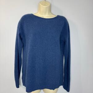 Club Monaco Cashmere Open Back Blue Sweater Soft Luxury Casual Wardrobe S